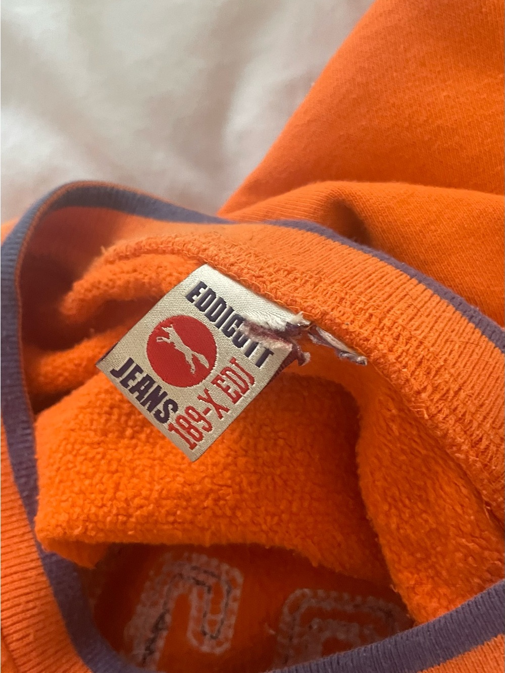 Orange Embroidered Eddicott Crewneck Sweater - Picture 4 of 4